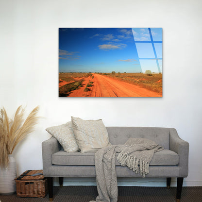 Australian Outback Red Dirt Dirt Road   Acrylic Glass Printing Wall Art Australian Made Quality
