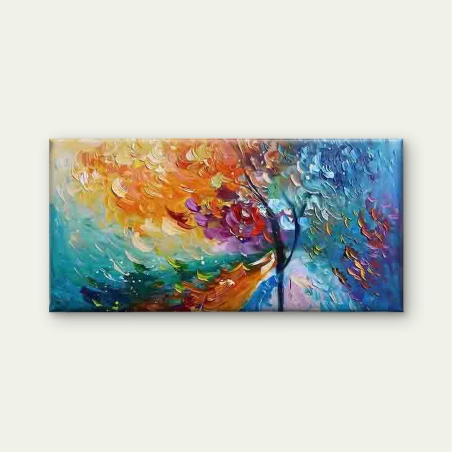 Vibrant Abstract Tree Design Wall Art Canvas Office Home Room Framed 120x60cm