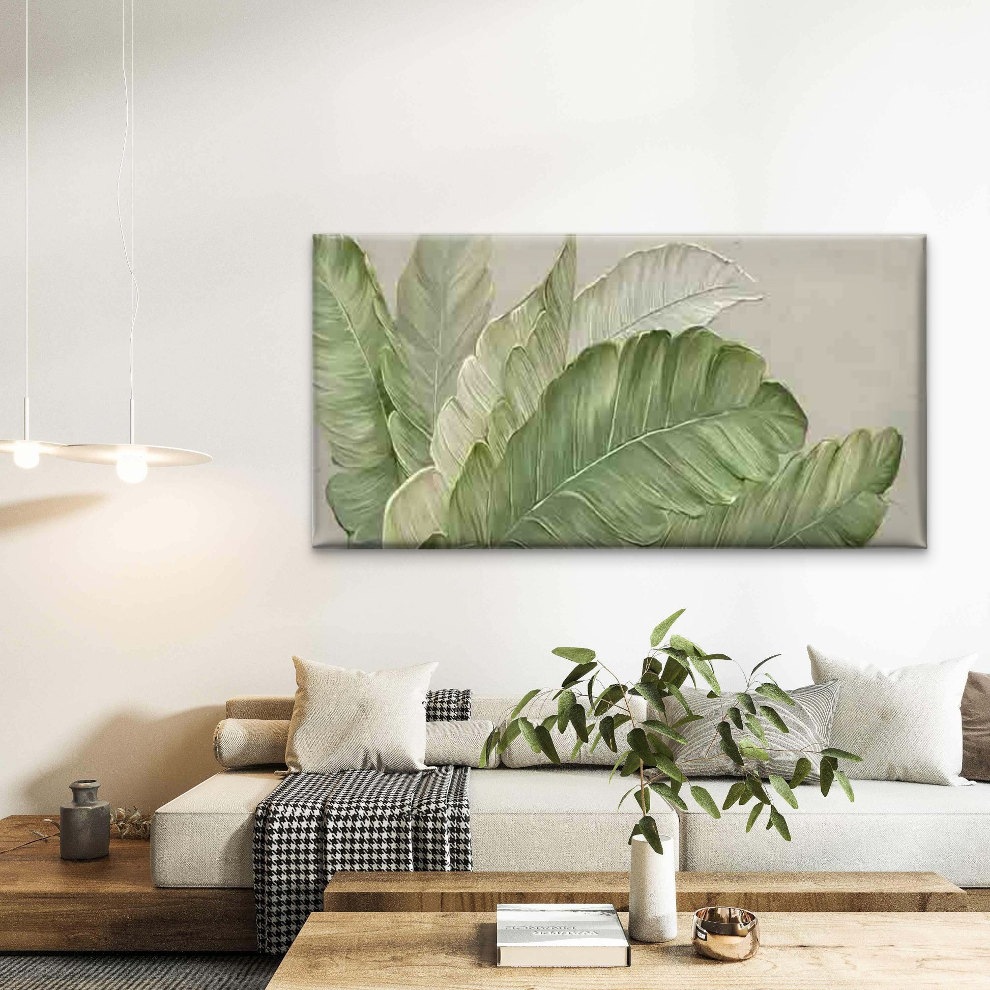 Cream Background with Banana Wall Art Canvas Office Home Room Framed 120x60cm - Bella Home Decor