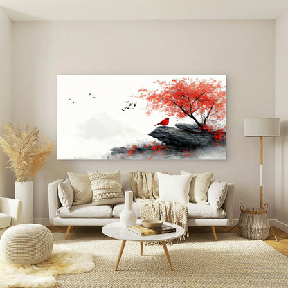 Montcarta Winter Bird painting Wall Art Canvas Office Home Room Framed 120x60cm