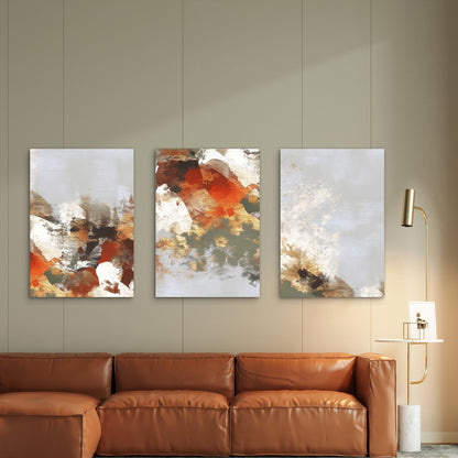 3pcs Rust Gold Earthy Textured Abstract Modern  Wall Art Set Canvas Framed 60x90cm - High Quality Print 100% Australian Made Wall Canvas Ready to Hang