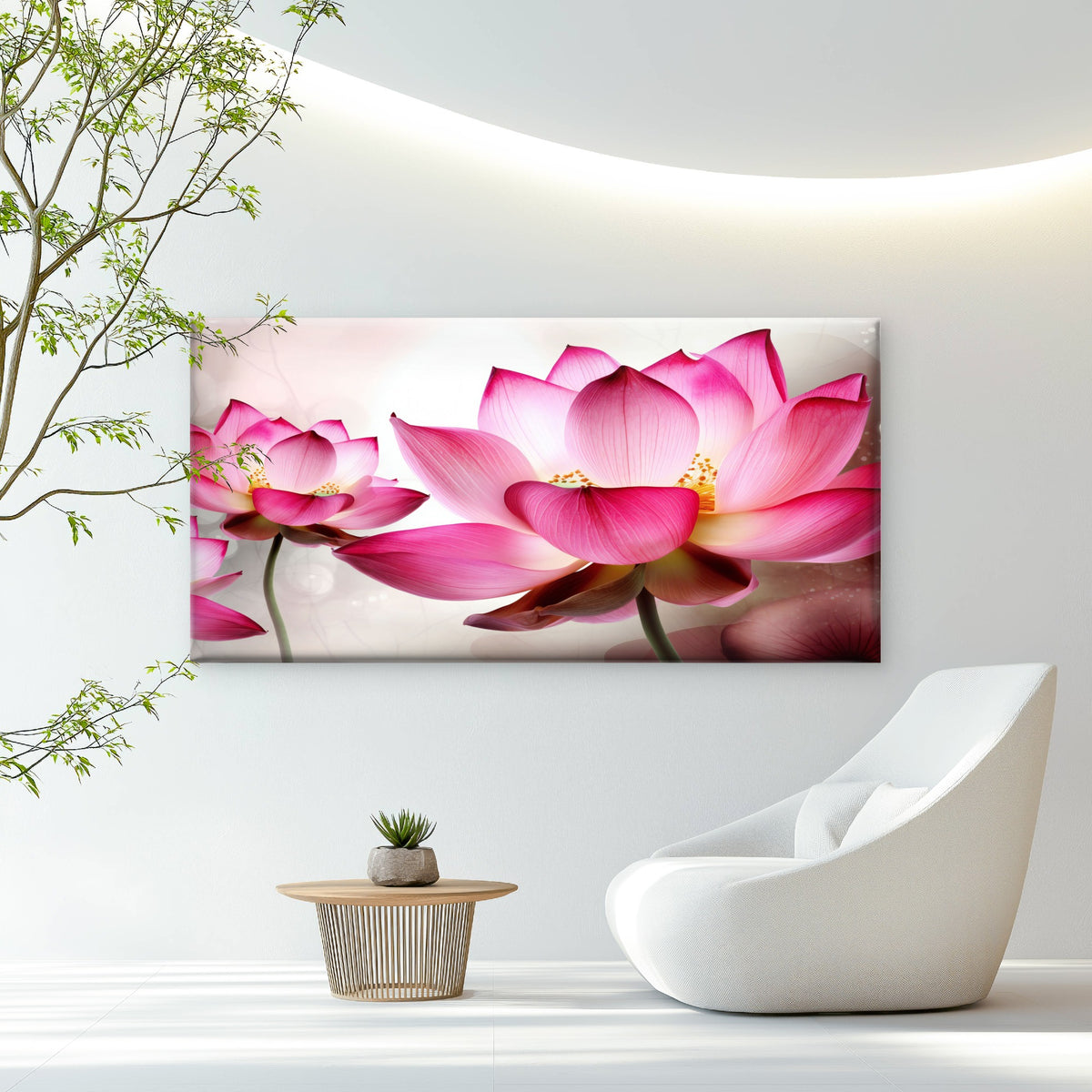 Pink Lotus Flower Bloom Wall Art Canvas Office Home Room Framed 120x60cm