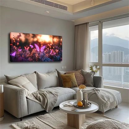 Butterflies in Blossom Modern Wall Art Canvas Office Home Room Framed 120x60cm - Bella Home Decor