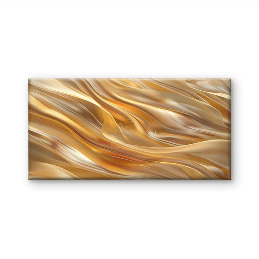 Sculpted Liquid Gold Wave Wall Art Canvas Office Home Room Framed 120x60cm