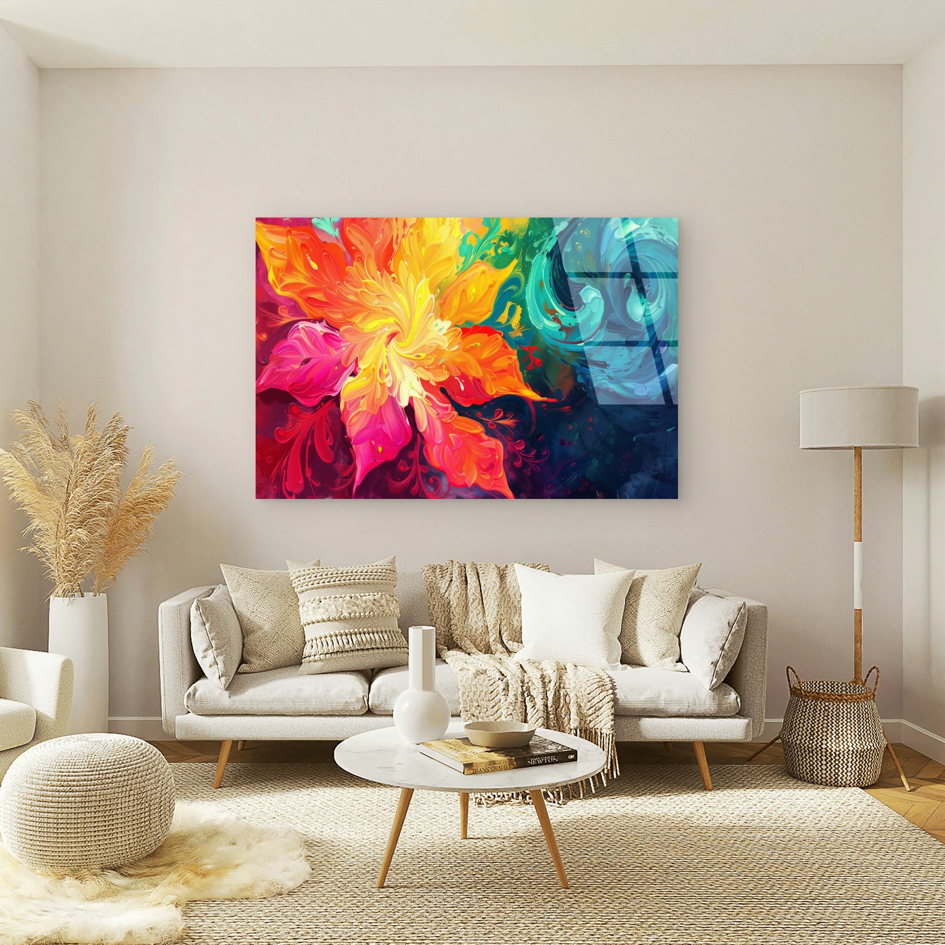 Abstract Colorful Swirl Rainbow Petal Acrylic Glass Printing Wall Art Australian Made Quality