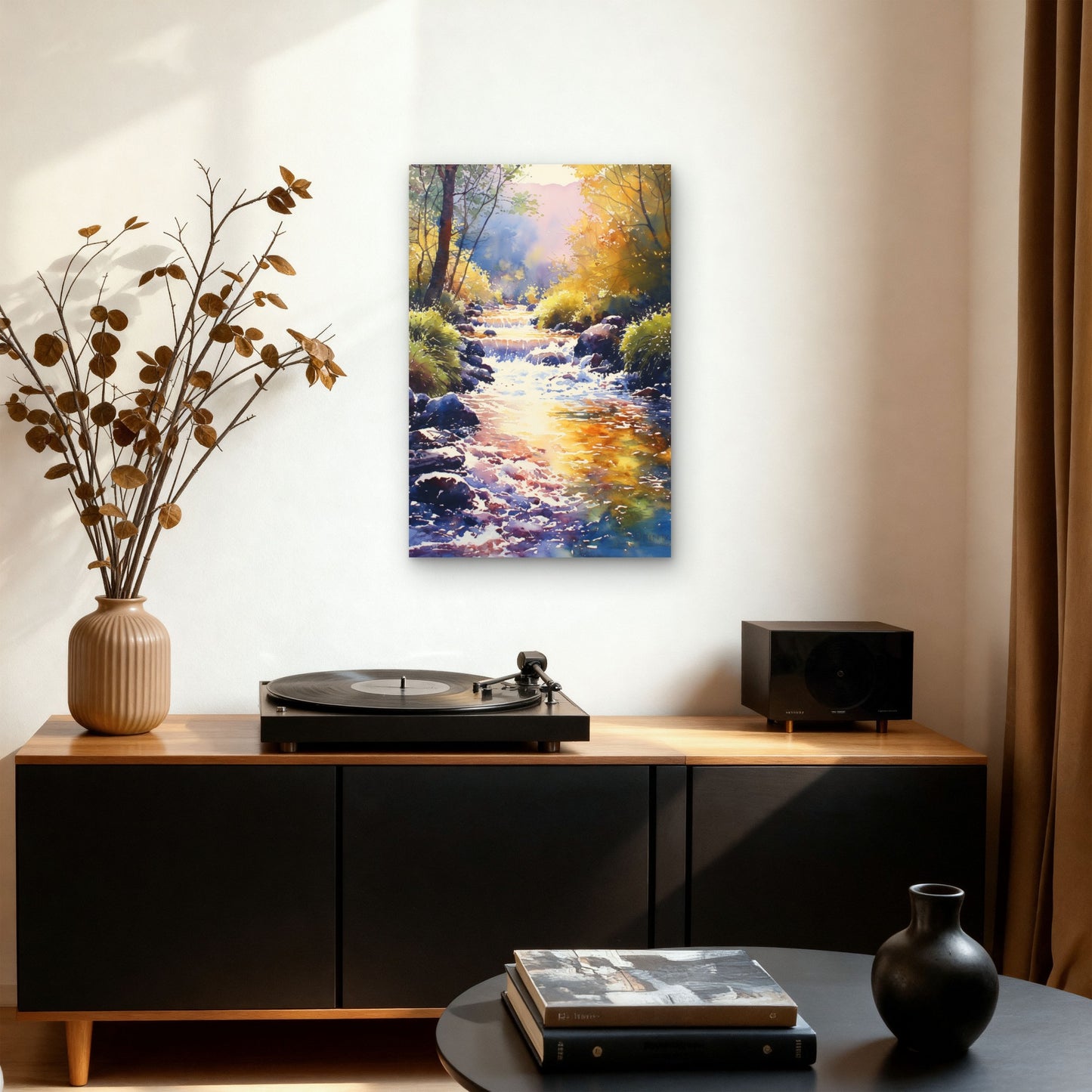 Digital Art Style Illustration River Nature 40x60cm Metal Print Ready to Hang