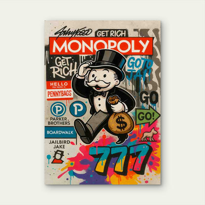 Graffiti Boardgame Mascot Running Swiftly 40x60cm Metal Print Ready to Hang - Bella Home Decor