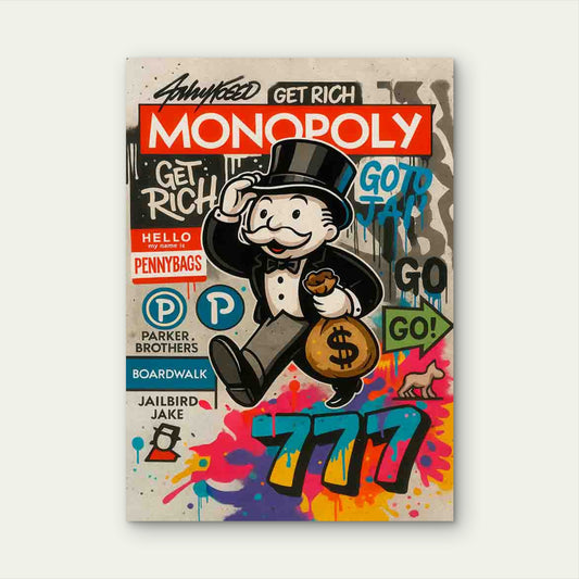 Graffiti Boardgame Mascot Running Swiftly 40x60cm Metal Print Ready to Hang