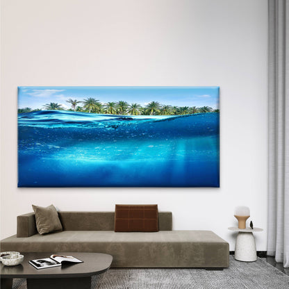 Deep Underwater Abstract Wall Art Canvas Office Home Room Framed 120x60cm