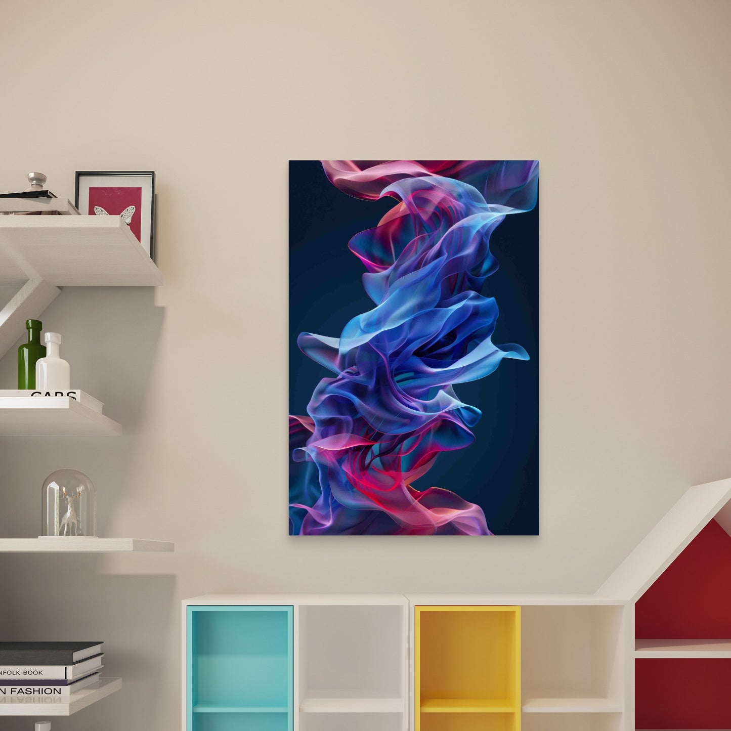 Abstract Flowing Colors Shapes 40x60cm Metal Print Ready to Hang - Bella Home Decor