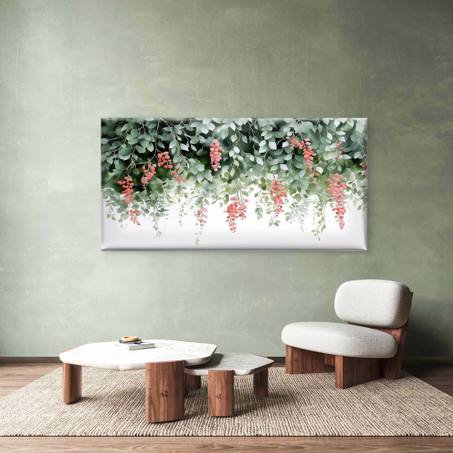 Modern Eucalyptus Greenery Wall Art Canvas Office Home Room Framed 120x60cm
