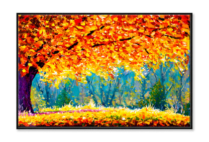 Sunny Autumn Meadow Oil Painting Wall Art Limited Edition High Quality Print Canvas Box Framed Black