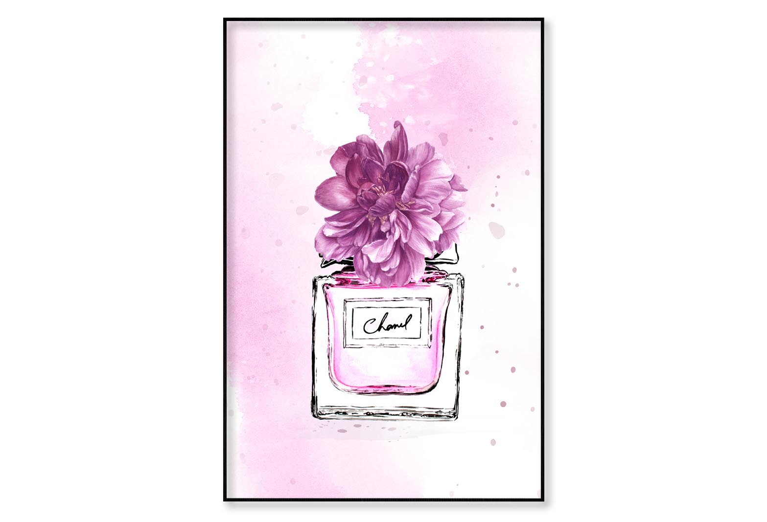 Purple Shaded Perfume with Flowers Wall Art Limited Edition High Quality Print Canvas Box Framed Black