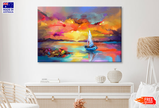 Seascape Oil Painting With Sunlight Wall Art Limited Edition High Quality Print