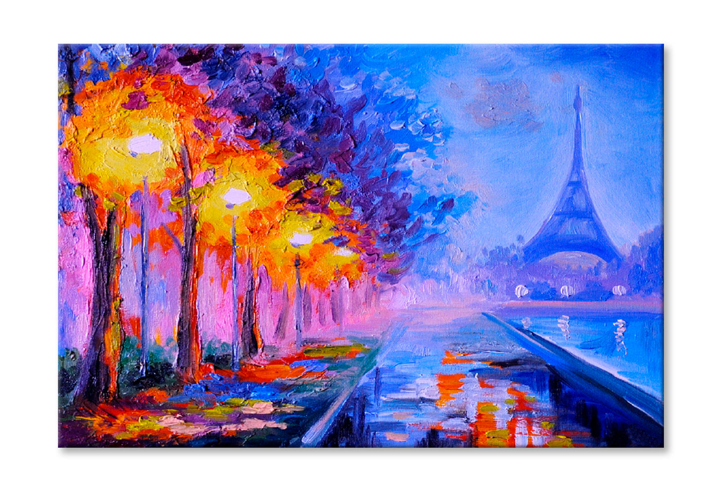 Eiffel Tower Night Street Paint Limited Edition High Quality Print Stretched Canvas None