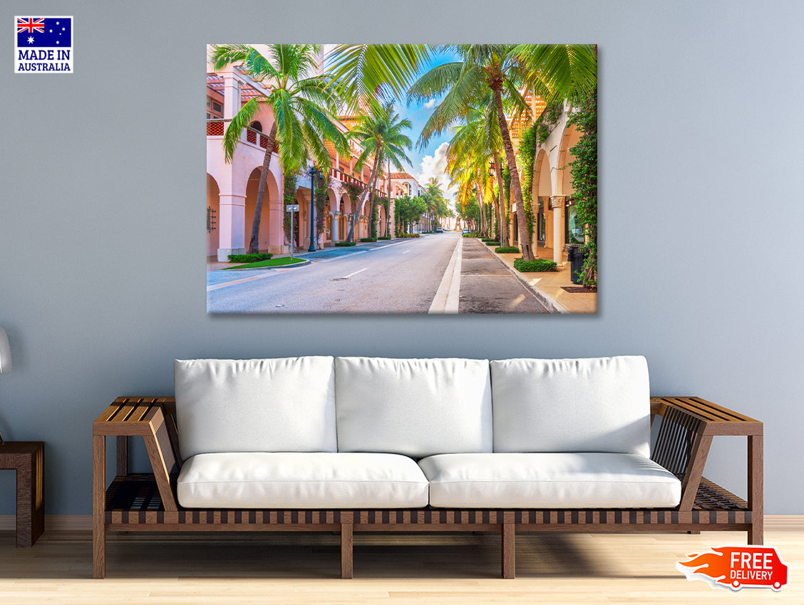 Palm Trees in Streets of Florida Print 100% Australian Made - Bella Home Decor
