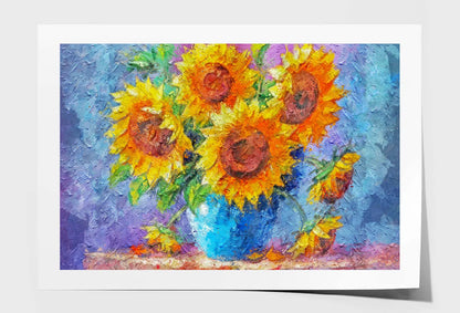 Yellow Sunflower Vase on Table Wall Art Limited Edition High Quality Print