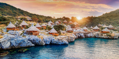 Cottage Si Chang Island Thailand Wall Art Canvas Office Home Room Framed 120x60cm