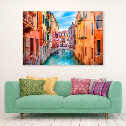 Narrow Canal with A Bridge Acrylic Glass Print Tempered Glass Wall Art 100% Made in Australia Ready to Hang