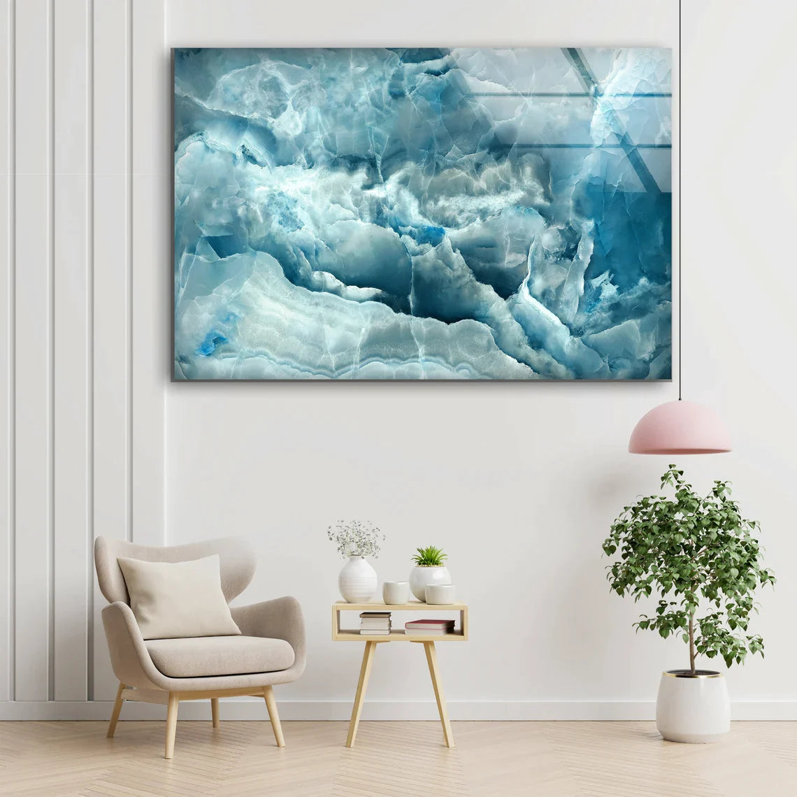 Blue & White Abstract UV Direct Aluminum Print Australian Made Quality