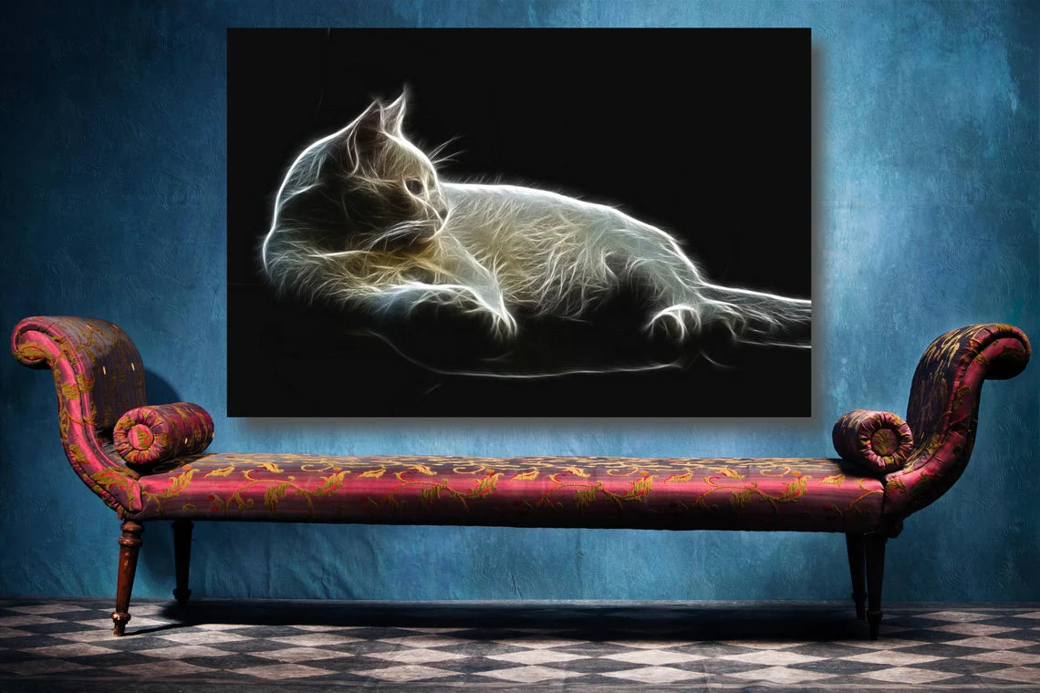 Cat Fractal Wall Art UV Direct Aluminum Print Australian Made Quality