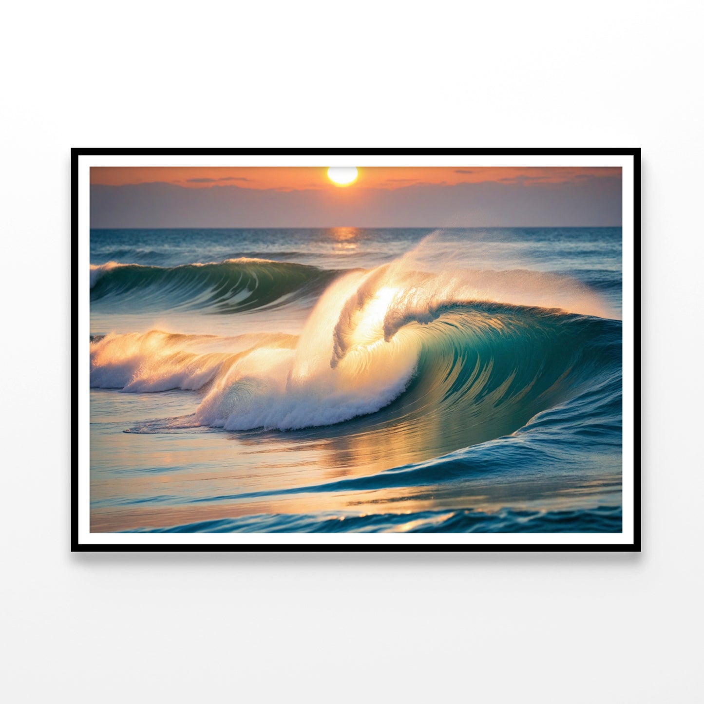 Sea Wave Close Up At Sunset Time Home Decor Premium Quality Poster Print Choose Your Sizes