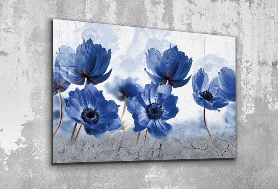 Blue Flowers Watercolor UV Direct Aluminum Print Australian Made Quality