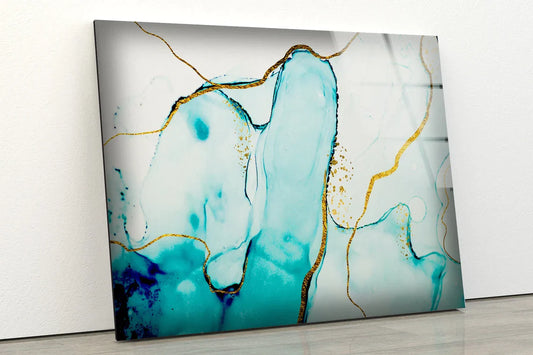 Blue & Gold Abstract UV Direct Aluminum Print Australian Made Quality