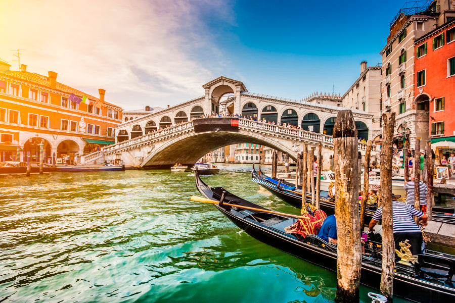 Rialto Bridge at Sunset in Venice, Italy Wall Art Decor 100% Australian Made