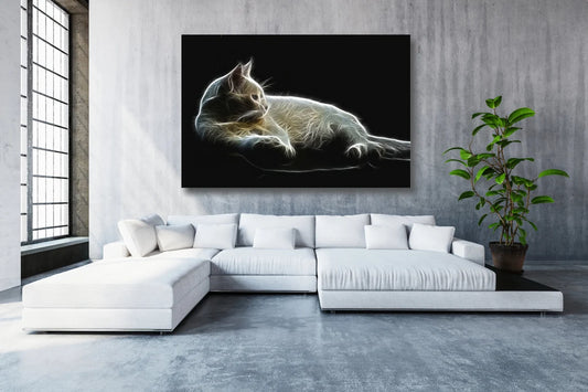 Cat Fractal Wall Art UV Direct Aluminum Print Australian Made Quality