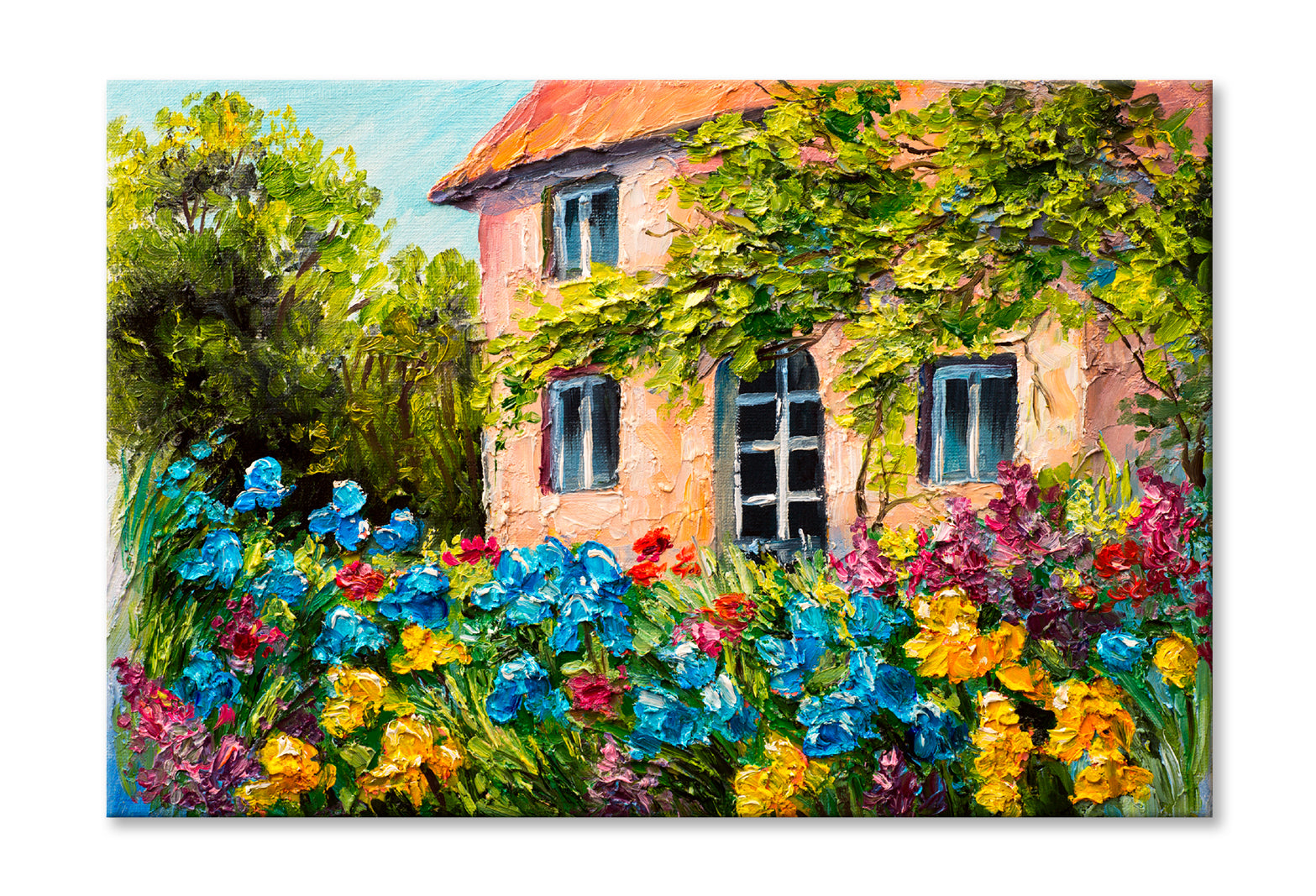 House In The Flower Garden Oil Painting Wall Art Limited Edition High Quality Print Stretched Canvas None