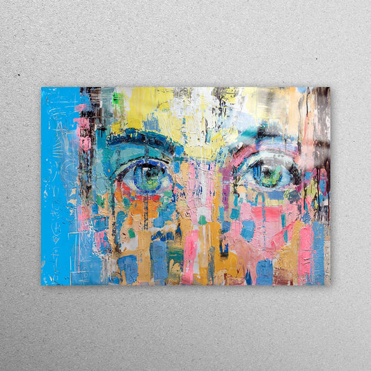 Colorful Man Face Painting Acrylic Glass Print Tempered Glass Wall Art 100% Made in Australia Ready to Hang