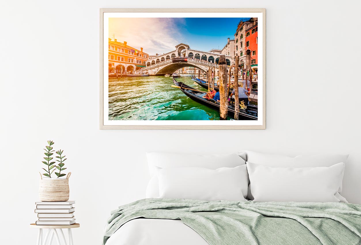 Rialto Bridge at Sunset in Venice, Italy Home Decor Premium Quality Poster Print Choose Your Sizes