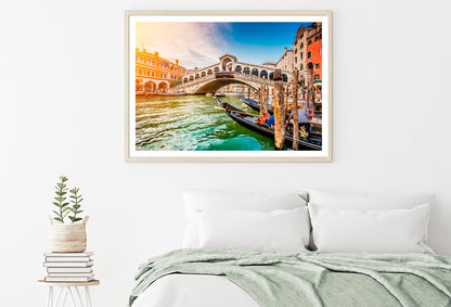 Rialto Bridge at Sunset in Venice, Italy Home Decor Premium Quality Poster Print Choose Your Sizes