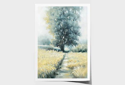 Grasslands, Trees Scenery Painting Wall Art Limited Edition High Quality Print