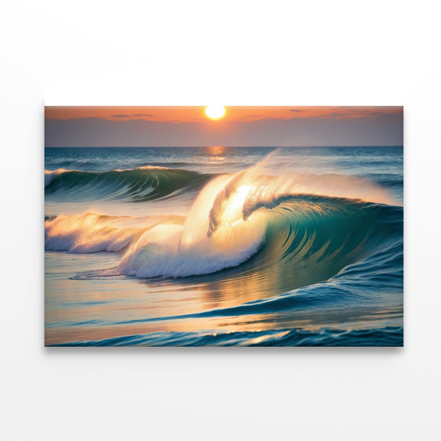 Sea Wave Close Up At Sunset Time Print 100% Australian Made - Bella Home Decor
