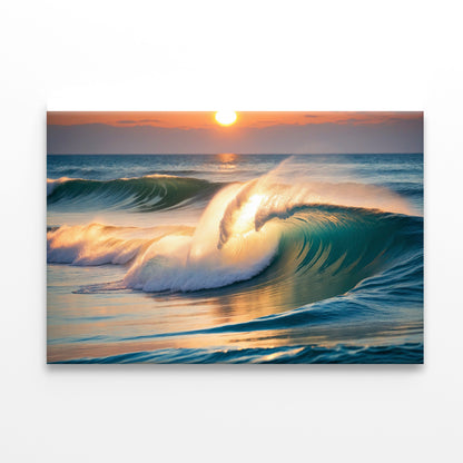 Sea Wave Close Up At Sunset Time Print 100% Australian Made - Bella Home Decor
