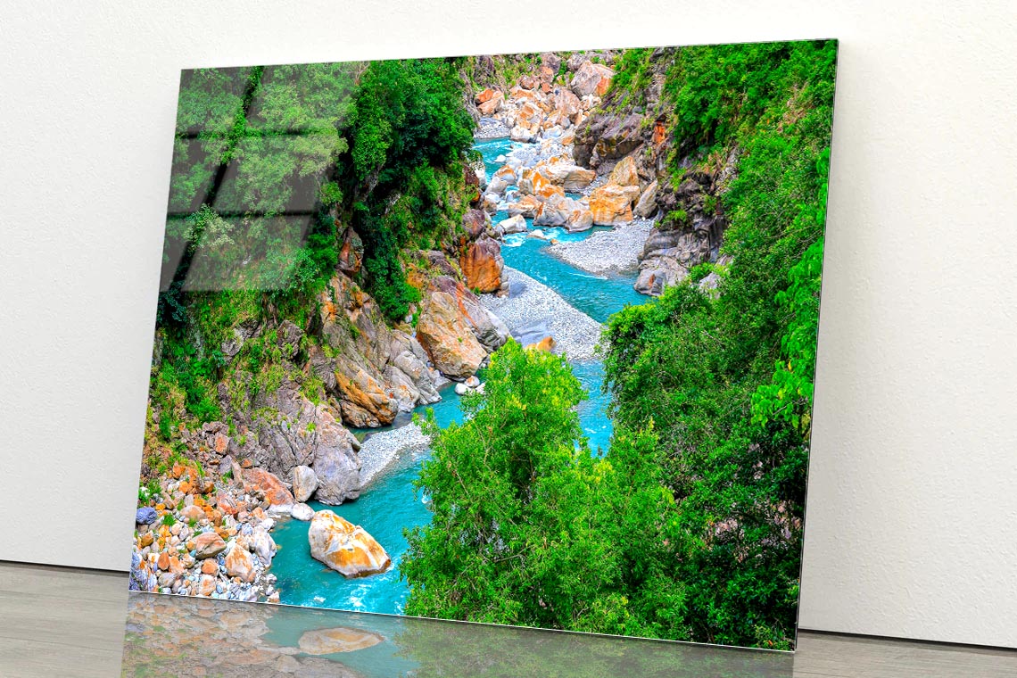 Flowing a Magnificent River Canyon Hualien Taiwan Acrylic Glass Print Tempered Glass Wall Art 100% Made in Australia Ready to Hang