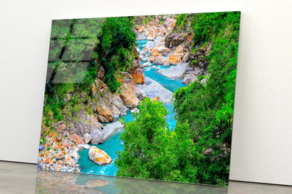 Flowing a Magnificent River Canyon Hualien Taiwan Acrylic Glass Print Tempered Glass Wall Art 100% Made in Australia Ready to Hang