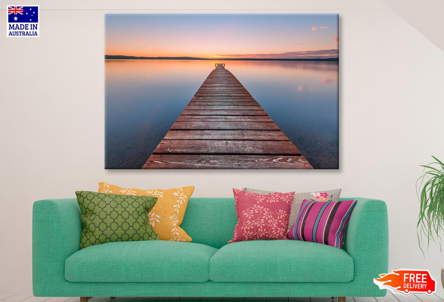 Old Wooden Pier at Sunset Long Exposure, Linear Perspective  Wall Art Decor 100% Australian Made - Bella Home Decor