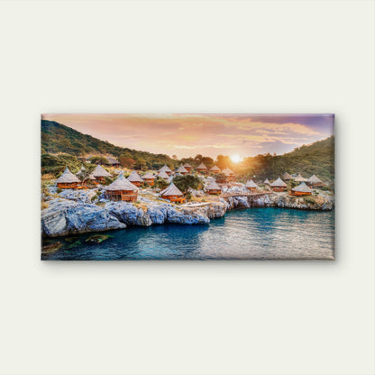 Cottage Si Chang Island Thailand Wall Art Canvas Office Home Room Framed 120x60cm