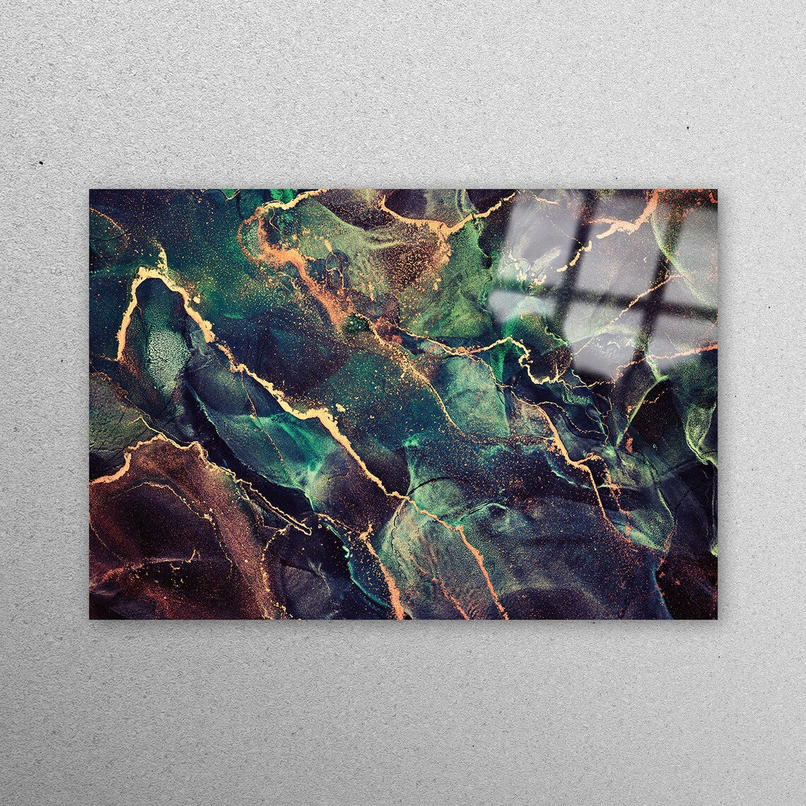 Brown & Green Marble Acrylic Glass Print Tempered Glass Wall Art 100% Made in Australia Ready to Hang