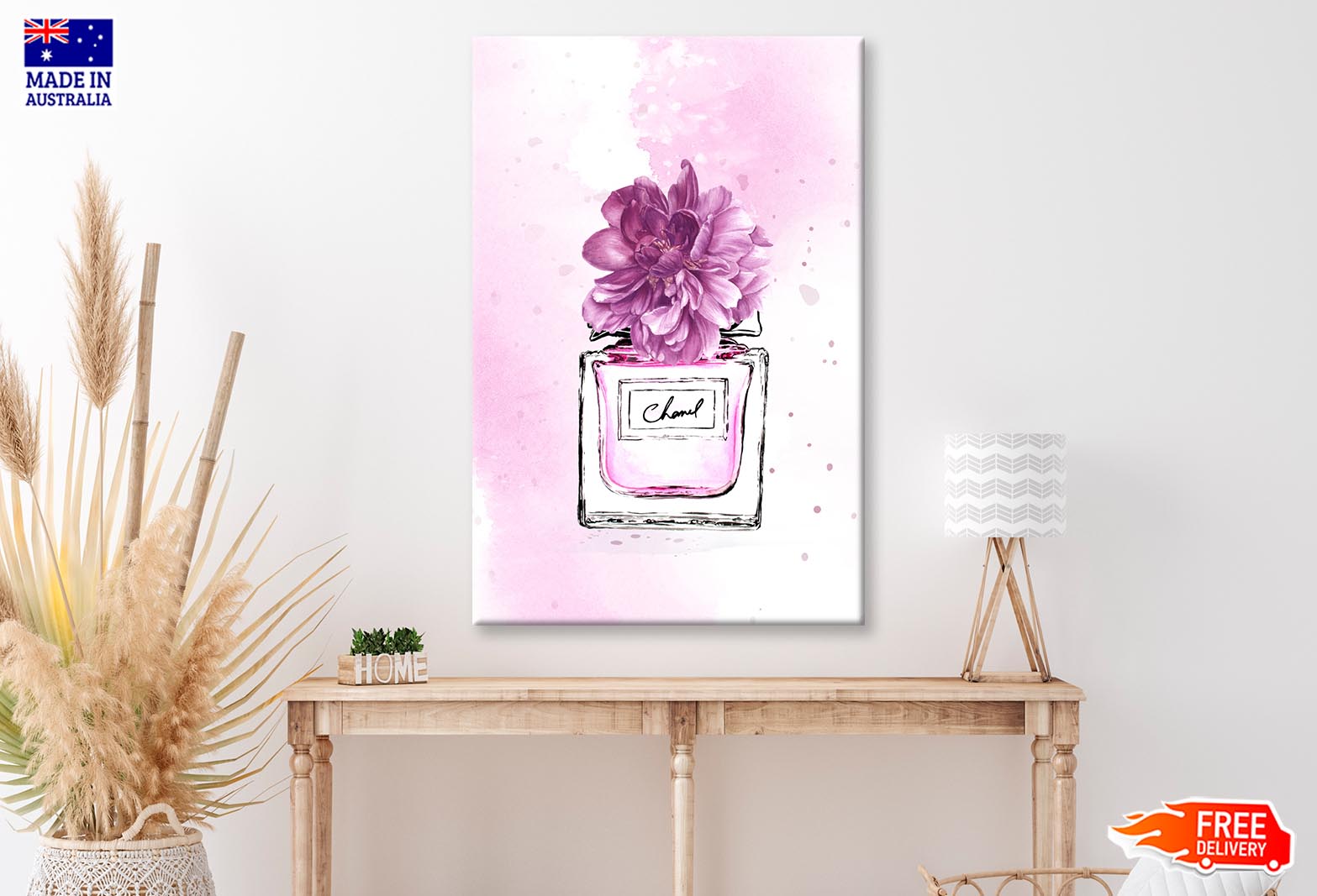 Purple Shaded Perfume with Flowers Wall Art Limited Edition High Quality Print