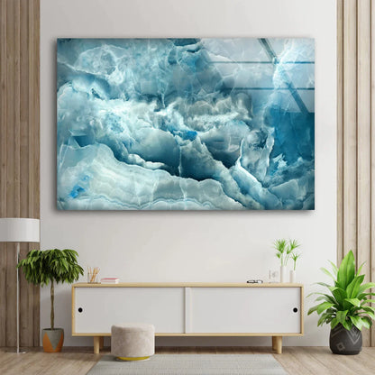 Blue & White Abstract UV Direct Aluminum Print Australian Made Quality