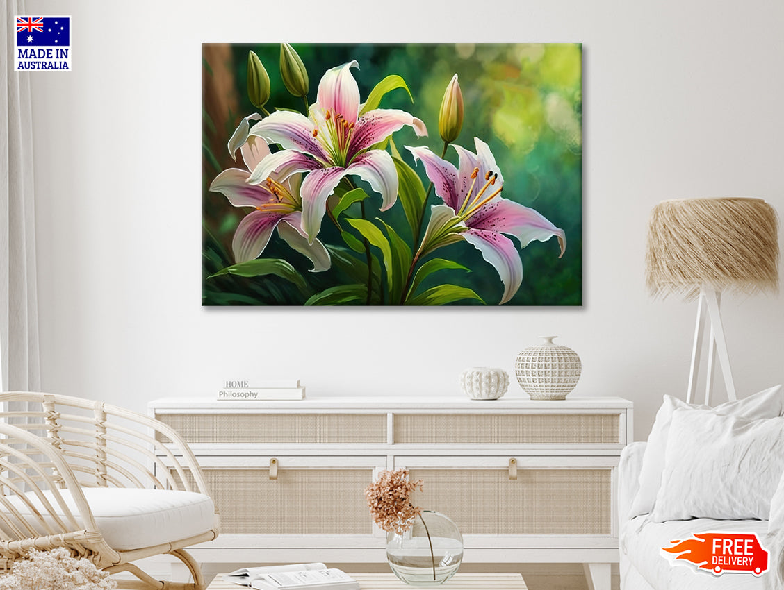 Bright Pink Lilies Blooming Print 100% Australian Made - Bella Home Decor