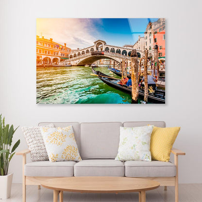 Rialto Bridge at Sunset in Venice, Italy  Acrylic Glass Print Tempered Glass Wall Art 100% Made in Australia Ready to Hang