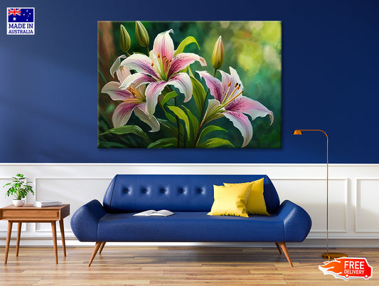 Bright Pink Lilies Blooming Print 100% Australian Made - Bella Home Decor