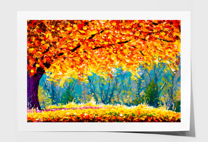 Sunny Autumn Meadow Oil Painting Wall Art Limited Edition High Quality Print Unframed Roll Canvas None