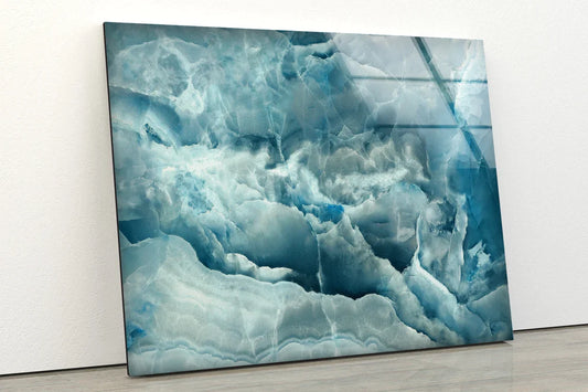 Blue & White Abstract UV Direct Aluminum Print Australian Made Quality