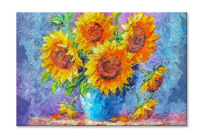 Yellow Sunflower Vase on Table Wall Art Limited Edition High Quality Print